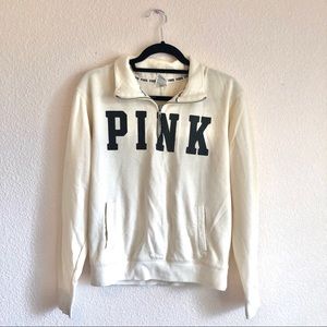 VS PINK quarter zip sweater (white/cream)